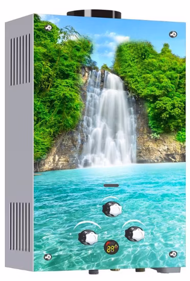 8L High Power Stainless Steel Panel Flue Type Gas Boiler 3D Glass